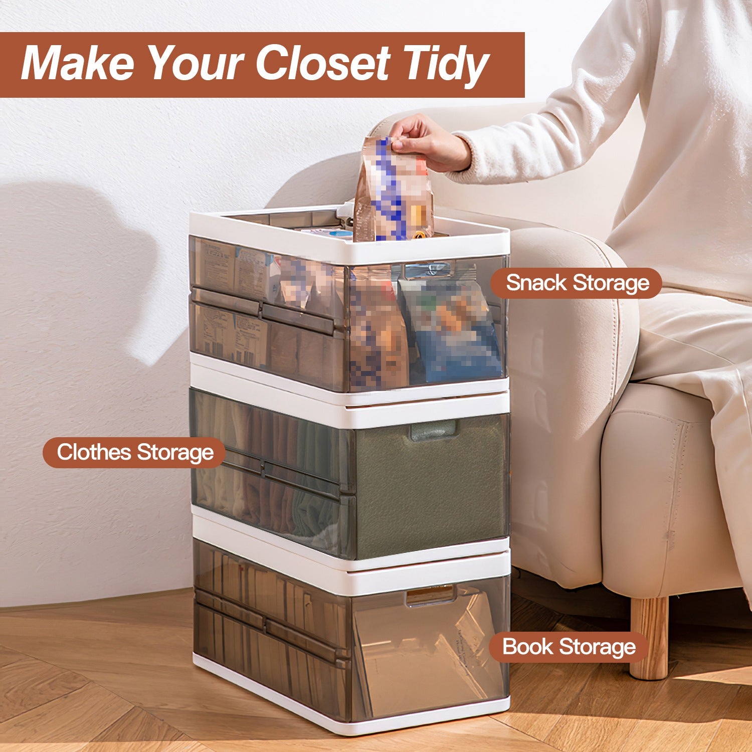 3 Pack Foldable Storage Bin With Lid