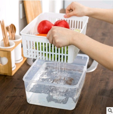 Fruit and vegetable storage box large capacity refrigerator food storage box kitchen drain basket plastic sink
