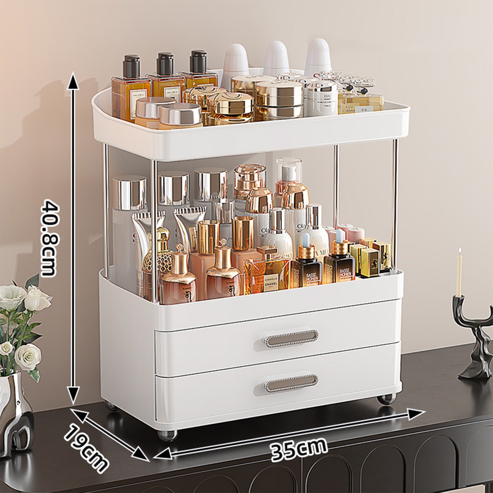 2 Drawers Makeup Organizer - 4 Tier Bathroom Organizers