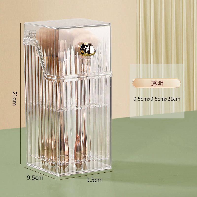 Makeup Brush Holder Organizer With Lid, Cosmetic Organiser, Desktop Cosmetic Brush Storage Rack, Dustproof Cosmetic Organiser Storage Box 3 Colors