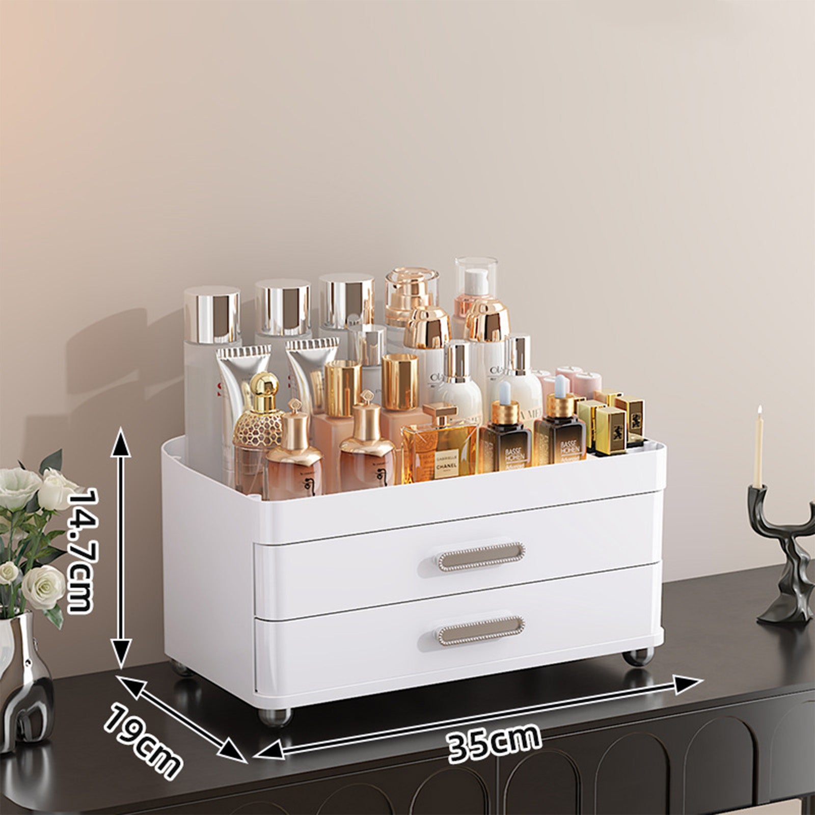 2 Drawers Makeup Organizer - 4 Tier Bathroom Organizers