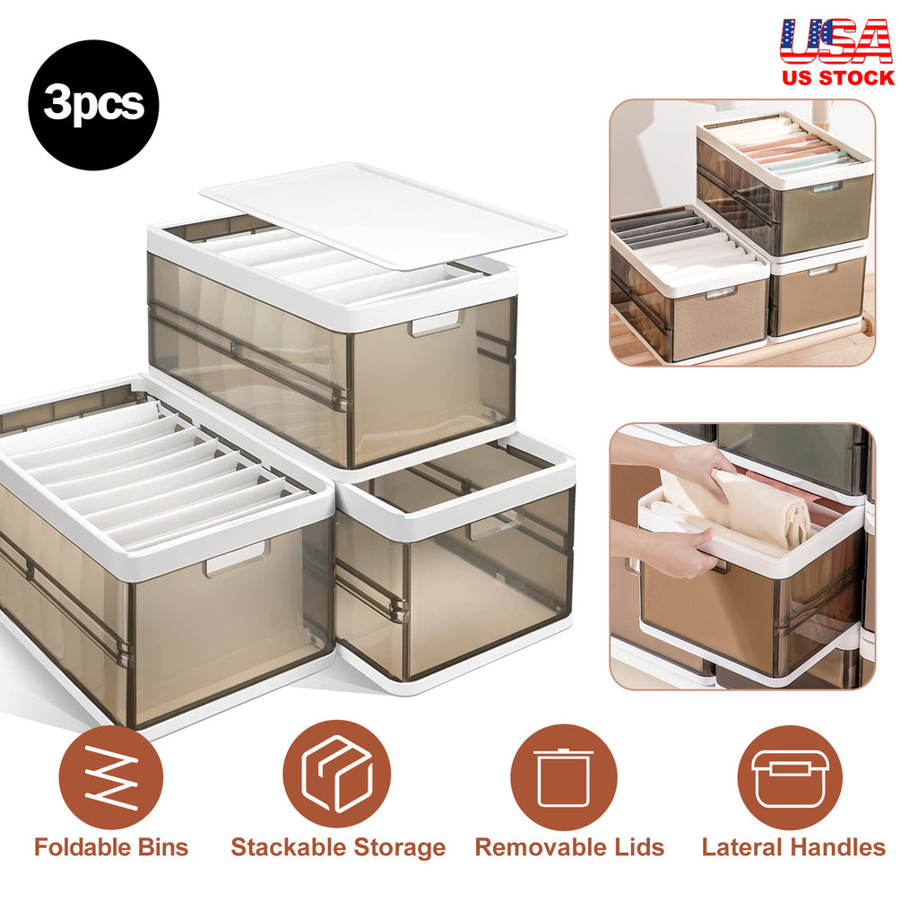 3 Pack Foldable Storage Bin With Lid