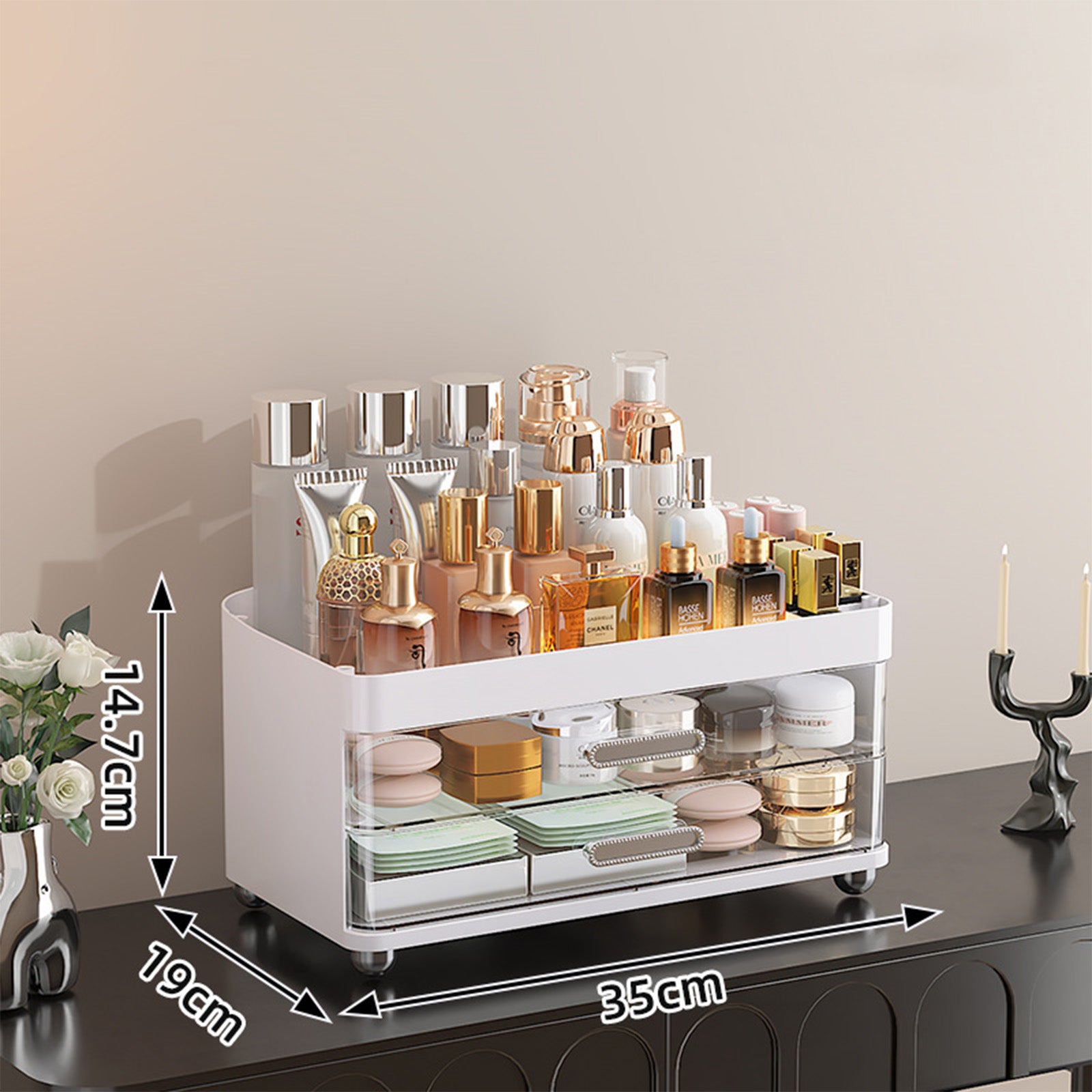2 Drawers Makeup Organizer - 4 Tier Bathroom Organizers